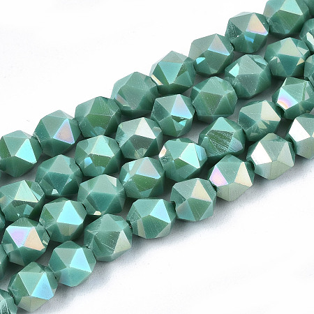 ARRICRAFT Electroplate Opaque Glass Beads Strands, AB Color Plated, Faceted, Round, Medium Turquoise, 5.5x5.5x5.5mm, Hole: 1mm, about 97~99pcs/strand, 20.87 inches~21.26 inches(53cm~54cm)