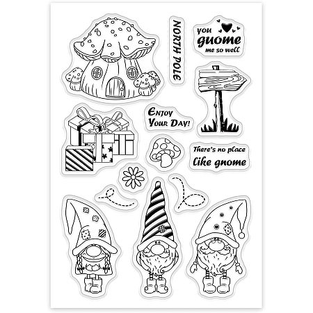 GLOBLELAND Gnome Clear Stamps Silicone Transparent Stamps for Card Making Decoration and DIY Scrapbooking