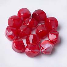 Honeyhandy Acrylic Beads, Imitation Gemstone Style, Nuggets, Crimson, 15.5x12x12mm, Hole: 1.8mm, about 310pcs/500g