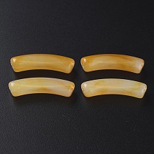 Honeyhandy Two Tone Acrylic Beads, Imitation Gemstone, Curved Tube, Moccasin, 31x9.5x7.5mm, Hole: 1.8mm