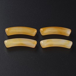 Honeyhandy Two Tone Acrylic Beads, Imitation Gemstone, Curved Tube, Moccasin, 31x9.5x7.5mm, Hole: 1.8mm, about 345pcs/500g