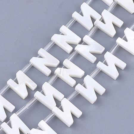 Honeyhandy Natural Freshwater Shell Beads, Top Drilled Beads, White, Letter.N, 10x7.5x3mm, Hole: 0.8mm