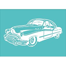 OLYCRAFT 2PCS Self-Adhesive Silk Screen Printing Stencil Reusable Pattern Stencils Classic Car for Painting on Wood Fabric T-Shirt Wall and Home Decorations-7.6x 5.5Inch