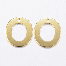 Honeyhandy 304 Stainless Steel Charms, Letter, Initial Charms, Real 18k Gold Plated, Letter.O, 11x6~12x0.8mm, Hole: 1mm