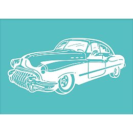 OLYCRAFT 2PCS Self-Adhesive Silk Screen Printing Stencil Reusable Pattern Stencils Classic Car for Painting on Wood Fabric T-Shirt Wall and Home Decorations-7.6x 5.5Inch