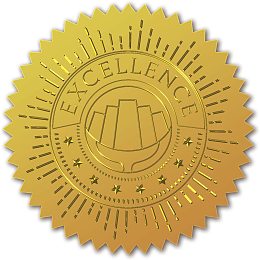 CRASPIRE Gold Foil Certificate Seals Excellence Self Adhesive Embossed Seals Gold Stickers 100pcs Medal Decoration Labels for Envelopes Diplomas Certificates Awards Graduation