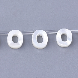 Honeyhandy Natural Sea Shell Beads, White Shell Mother of Pearl Shell, Top Drilled Beads, Letter.O, 10x2.5~11.5x3mm, Hole: 0.8mm