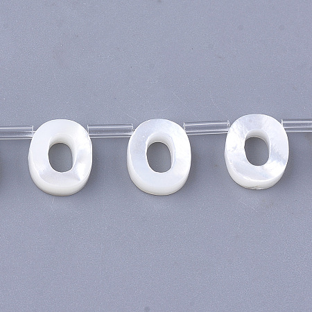 Honeyhandy Natural Sea Shell Beads, White Shell Mother of Pearl Shell, Top Drilled Beads, Letter.O, 10x2.5~11.5x3mm, Hole: 0.8mm