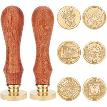 Arricraft Wax Seal Stamp Kit 6 Pieces Butterfly Series Sealing Wax Stamp Heads 0.98" with 2 Wooden Handle Vintage Seal Wax Stamp Kit for Cards Envelopes Invitations