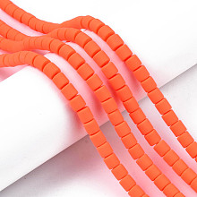 Honeyhandy Handmade Polymer Clay Bead Strands, Column, Orange Red, 6.5x6mm, Hole: 1.2mm, about 61pcs/strand, 15.75 inch(40cm)