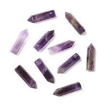 Honeyhandy Natural Amethyst Pointed Pendants, Faceted, Bullet, 30~33x8~9mm, Hole: 1.4~1.6mm