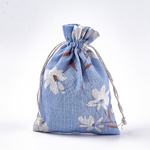 Honeyhandy Polycotton(Polyester Cotton) Packing Pouches Drawstring Bags, with Flower Printed, Colorful, 18x13cm