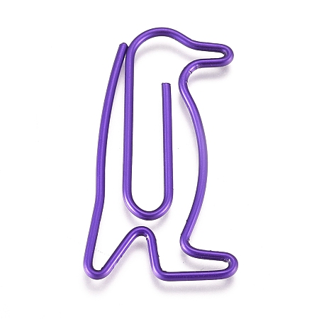 Honeyhandy Penguin Shape Iron Paperclips, Cute Paper Clips, Funny Bookmark Marking Clips, Purple, 34x19x1mm