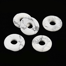 Honeyhandy Natural Howlite Pendants, Donut/Pi Disc, 18x4.5~5.5mm, Hole: 5.5mm