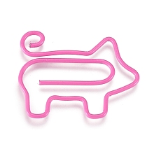 Honeyhandy Pig Shape Iron Paperclips, Cute Paper Clips, Funny Bookmark Marking Clips, Hot Pink, 20.5x26.5x1mm