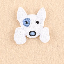 Honeyhandy Puppy Computerized Embroidery Cloth Iron on/Sew on Patches, Costume Accessories, Appliques, Terrier Dog Head, White, 3.9x3.7cm