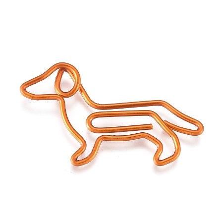Honeyhandy Dachshund Shape Iron Paperclips, Cute Paper Clips, Funny Bookmark Marking Clips, Orange, 22x37.5x1mm
