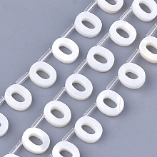 Honeyhandy Natural Freshwater Shell Beads, Top Drilled Beads, White, Letter.O, 10x8.5x3mm, Hole: 0.8mm