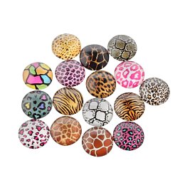 ARRICRAFT 10PCS 10x4mm Mixed Animal Skin Printed Dome Glass Cabochons, Half Round Flatback