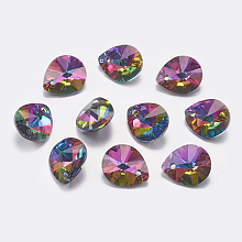 Honeyhandy Faceted K9 Glass Rhinestone Charms, Imitation Austrian Crystal, Drop, Volcano, 8x6x4mm, Hole: 1mm