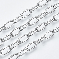 ARRICRAFT 304 Stainless Steel Paperclip Chains, Drawn Elongated Cable Chainsl, Unwelded, Stainless Steel Color, 10x5x1mm