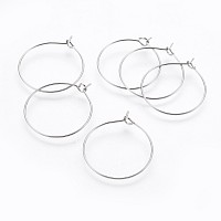 Honeyhandy 316 Surgical Stainless Steel Hoop Earring Findings, Wine Glass Charms Findings, Stainless Steel Color, 20 Gauge, 37~38x34.5~34.9x0.8mm
