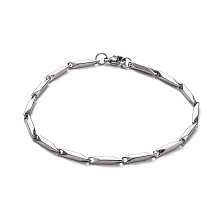 Honeyhandy Unisex 201 Stainless Steel Bar Link Chain Bracelets, with Lobster Claw Clasps, Stainless Steel Color, 8-5/8 inch(22cm), 2.5mm