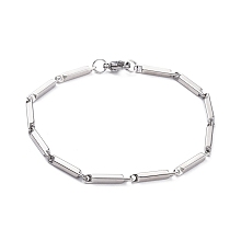 Honeyhandy Tarnish Resistant Unisex 201 Stainless Steel Bar Link Chain Bracelets, with Lobster Claw Clasps, Stainless Steel Color, 8 inch(20.2cm), 2.5mm