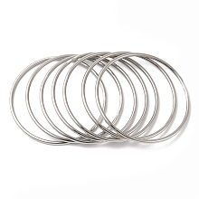 Honeyhandy 7Pcs 304 Stainless Steel Thin Plain Bangle Sets, Stainless Steel Color, Inner Diameter: 2-7/8 inch(7.2cm)