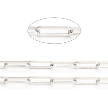 ARRICRAFT Brass Paperclip Chains, Flat Oval, Drawn Elongated Cable Chains, Soldered, Long-Lasting Plated, Real Platinum Plated, Links: 15x5x1mm