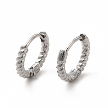 Honeyhandy Non-Tarnish 316 Stainless Steel Hoop Earrings for Women, Stainless Steel Color, 11x12.5x2mm, Pin: 0.8mm