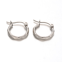 Honeyhandy 304 Stainless Steel Hoop Earrings, Hypoallergenic Earrings, Stainless Steel Color, 16x15.5x2mm, Pin: 0.6x1mm