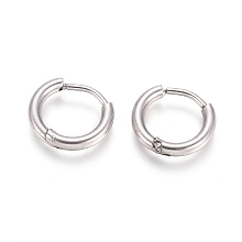 Honeyhandy 202 Stainless Steel Huggie Hoop Earrings, Hypoallergenic Earrings, with 316 Surgical Stainless Steel Pin, Stainless Steel Color, 12 Gauge, 12~13x2mm, Pin: 1mm, Inner Diameter: 8mm