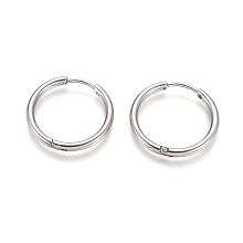 Honeyhandy 202 Stainless Steel Huggie Hoop Earrings, Hypoallergenic Earrings, with 316 Surgical Stainless Steel Pin, Stainless Steel Color, 12 Gauge, 20x21x2mm, Pin: 1mm