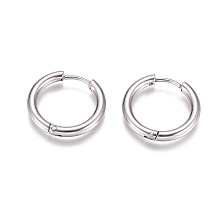 Honeyhandy 304 Stainless Steel Huggie Hoop Earrings, Ring, Stainless Steel Color, 19x2.5mm, 10 Gauge, Pin: 0.9mm