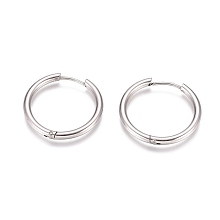 Honeyhandy 304 Stainless Steel Huggie Hoop Earrings, Ring, Stainless Steel Color, 25x2.5mm, 10 Gauge, Pin: 0.9mm