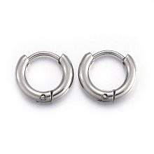 Honeyhandy Tarnish Resistant 202 Stainless Steel Huggie Hoop Earrings, Hypoallergenic Earrings, with 316 Stainless Steel Pin, Stainless Steel Color, 10 Gauge, 11.5x12.7x2.5mm, Pin: 1mm