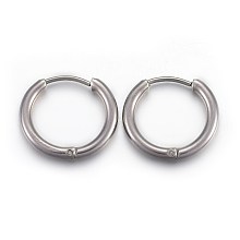 Honeyhandy 202 Stainless Steel Huggie Hoop Earrings, Hypoallergenic Earrings, with 316 Stainless Steel Pin, Stainless Steel Color, 12 Gauge, 13.5x14x2mm, Pin: 1mm.