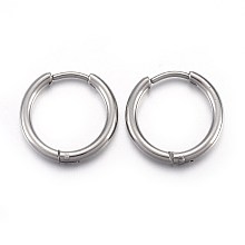 Honeyhandy Tarnish Resistant 202 Stainless Steel Huggie Hoop Earrings, Hypoallergenic Earrings, with 316 Stainless Steel Pin, Stainless Steel Color, 12 Gauge, 15x15.5x2mm, Pin: 1mm