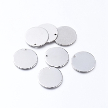 Honeyhandy 304 Stainless Steel Pendants, Blank Stamping Tag, Flat Round, Stainless Steel Color, 20x1mm, Hole: 1.4mm