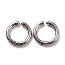 Honeyhandy 304 Stainless Steel Clip-on Earrings, Hypoallergenic Earrings, Ring, Stainless Steel Color, 15x2.5mm