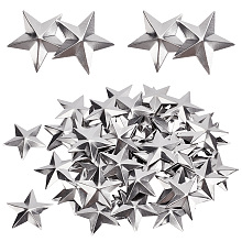 GORGECRAFT 100PCS 1.5" Galvanized Metal Stars Vintage Rustic Star Silver Primitive Stars Three Dimensional Christmas Tree Star for Hanging Wall Holiday Wreath Decor Handmade Accessory