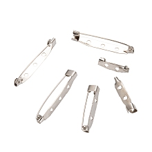 Honeyhandy Iron Brooch Pin Back Safety Catch Bar Pins with Holes, Platinum, 20~40x5~6mm, Hole: 2mm