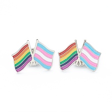 Honeyhandy Alloy Pride Enamel Brooches, Enamel Pin, with Butterfly Clutches, Rainbow Flag, Platinum, Colorful, 20.5x28x10mm