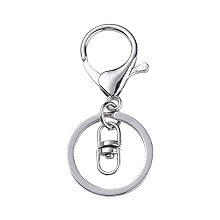 Honeyhandy Iron Alloy Lobster Claw Clasp Keychain, Platinum, 68x30mm