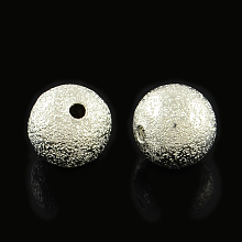 Honeyhandy Brass Textured Beads, Cadmium Free & Lead Free, Round, Platinum, 6mm, Hole: 1mm