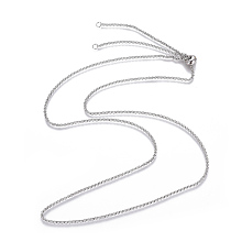 Honeyhandy Adjustable 304 Stainless Steel Slider Necklaces, with Rolo Chains and Slider Stopper Beads, Stainless Steel Color, 29.5 inch(75cm), 2mm