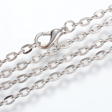 Honeyhandy Iron Cable Chains Necklace Making, with Lobster Clasps, Unwelded, Platinum, 23.6 inch(60cm)