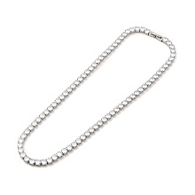 Honeyhandy Clear Cubic Zirconia Tennis Necklace, 304 Stainless Steel Link Chain Necklace for Women, Stainless Steel Color, Link: 5x5x4mm, 17.72 inch(45cm)