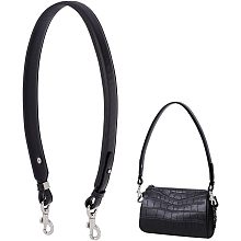 PandaHall Elite Short Bag Strap, 28.5 Inch (72.5cm) Purse Strap 1.4 Inch Wide Leather Replacement Shoulder Strap with Sliver Metal Clasps for Women DIY Underarm Bag Crossbody Shoulder Bag Handbag, Black